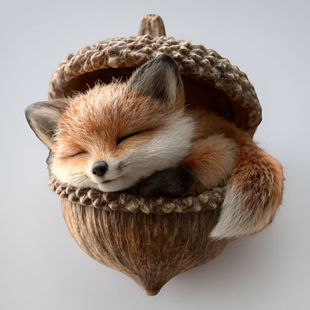 Woodland animal acorn ornaments for Christmas trees, cute & rustic holiday home decor.