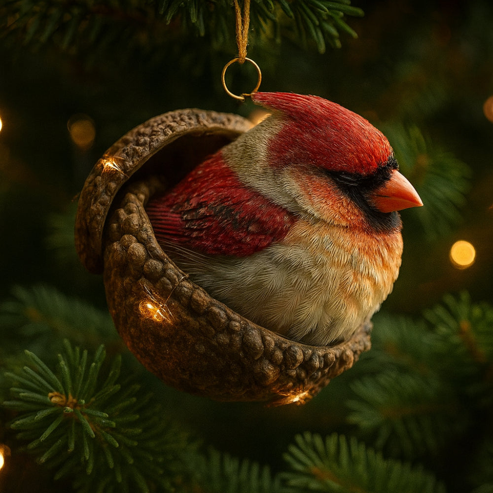Unique Christmas acorn ornaments featuring woodland animals, ideal festive tree decor & gifts.