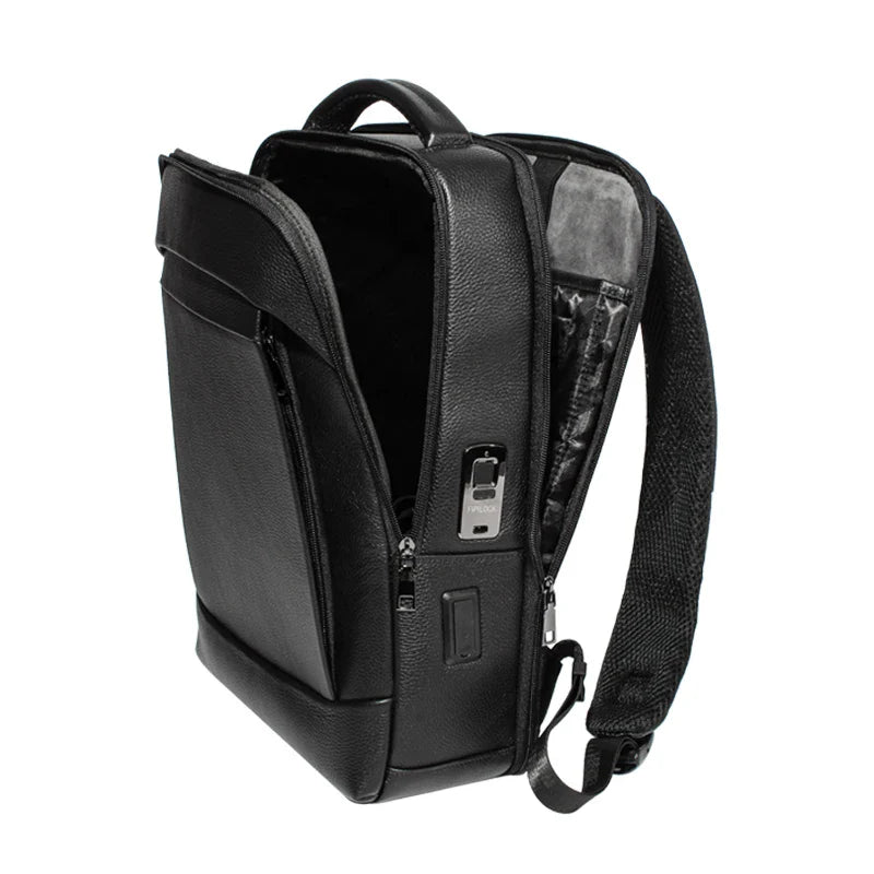 Durable men's travel business backpack, anti-theft with fingerprint lock. Secure large-capacity laptop bag for professionals.
