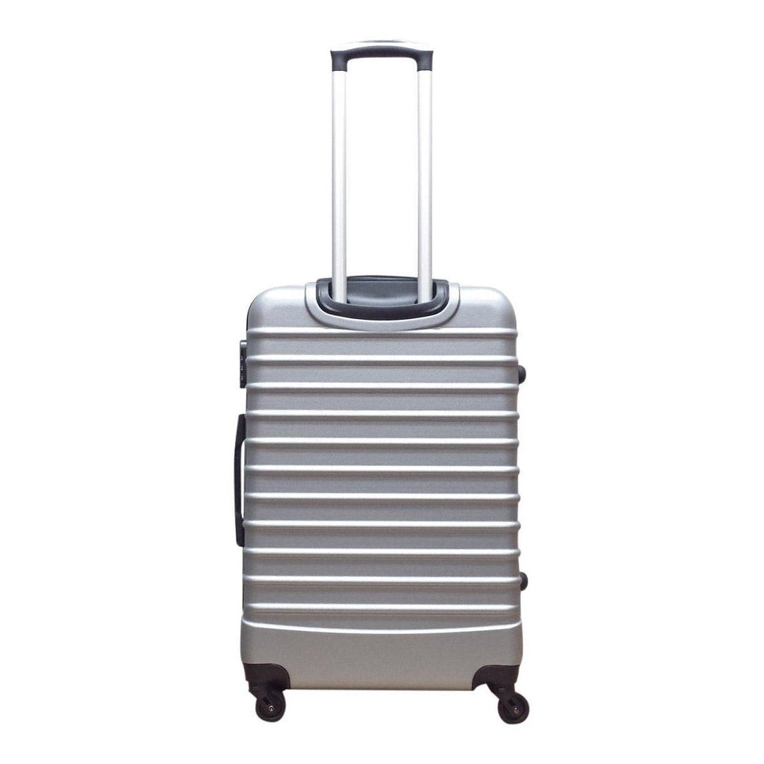 Milano Silver 2-piece hard-shell luggage set for travelers, featuring spinner wheels & secure zippers.