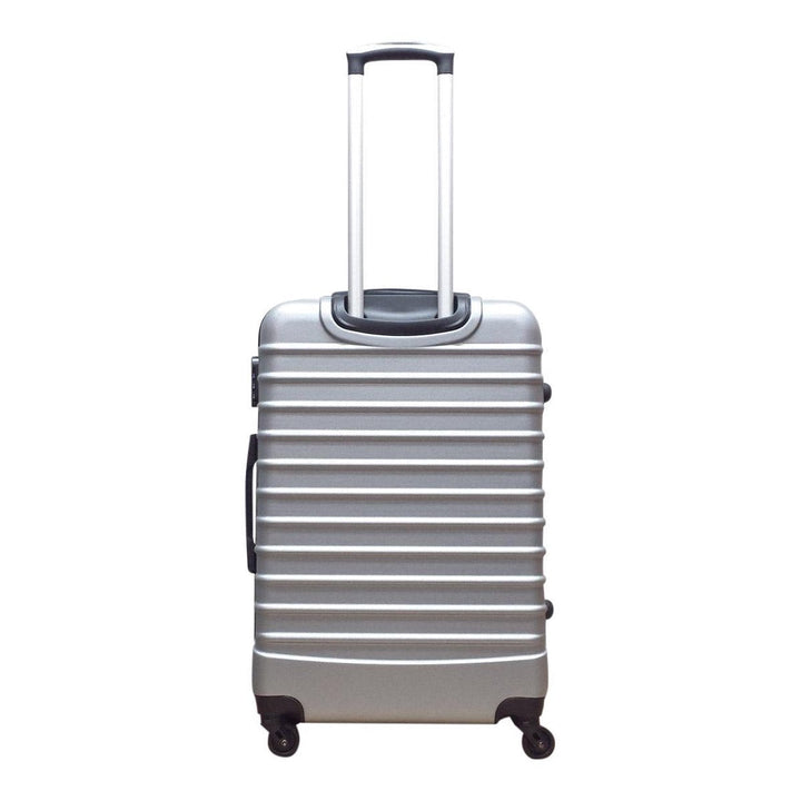 Milano Silver 2-piece hard-shell luggage set for travelers, featuring spinner wheels & secure zippers.