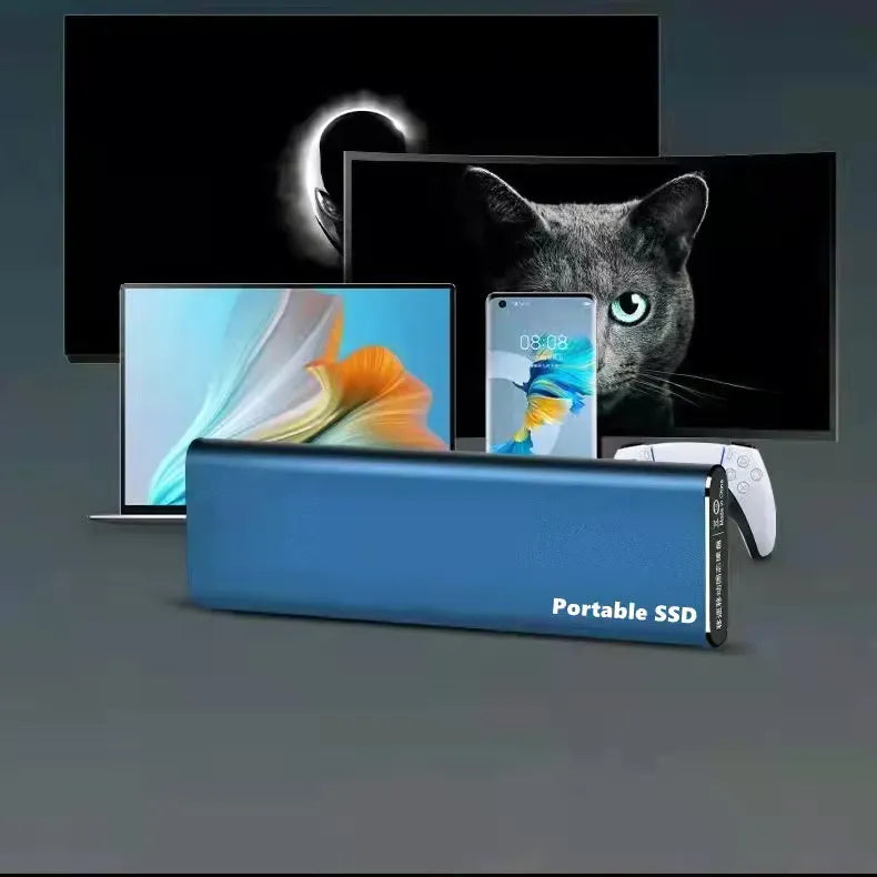 "Sleek 4TB USB-C external drive with slim metal casing, ideal for portable storage, compatible with PC and Mac."