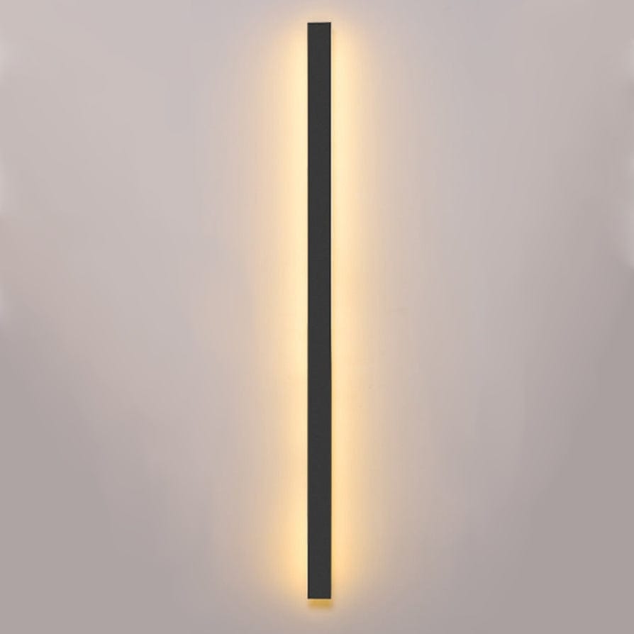 Sleek aluminium outdoor wall sconce with backlit design, ideal for modern patios; corrosion-resistant and stylish.