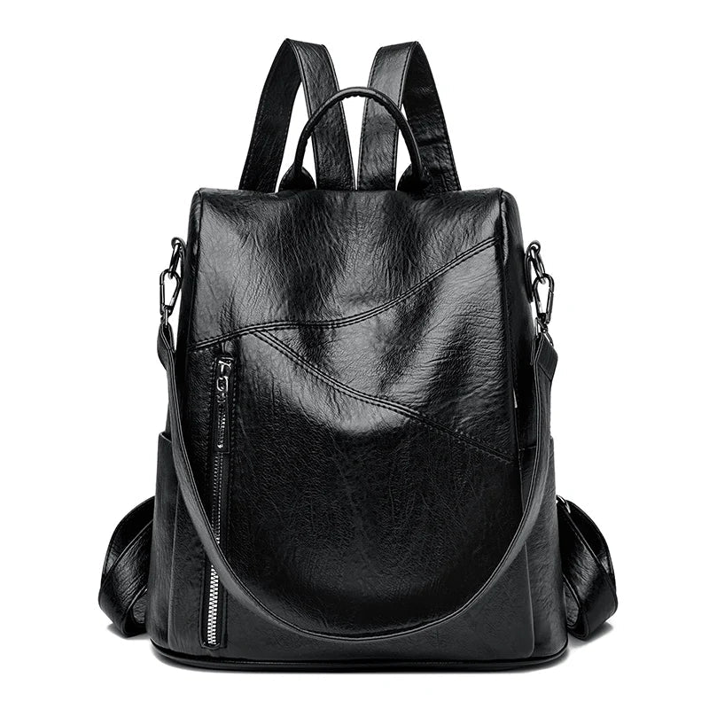 Durable women's leather backpack, a sleek accessory for the everyday urban adventurer.