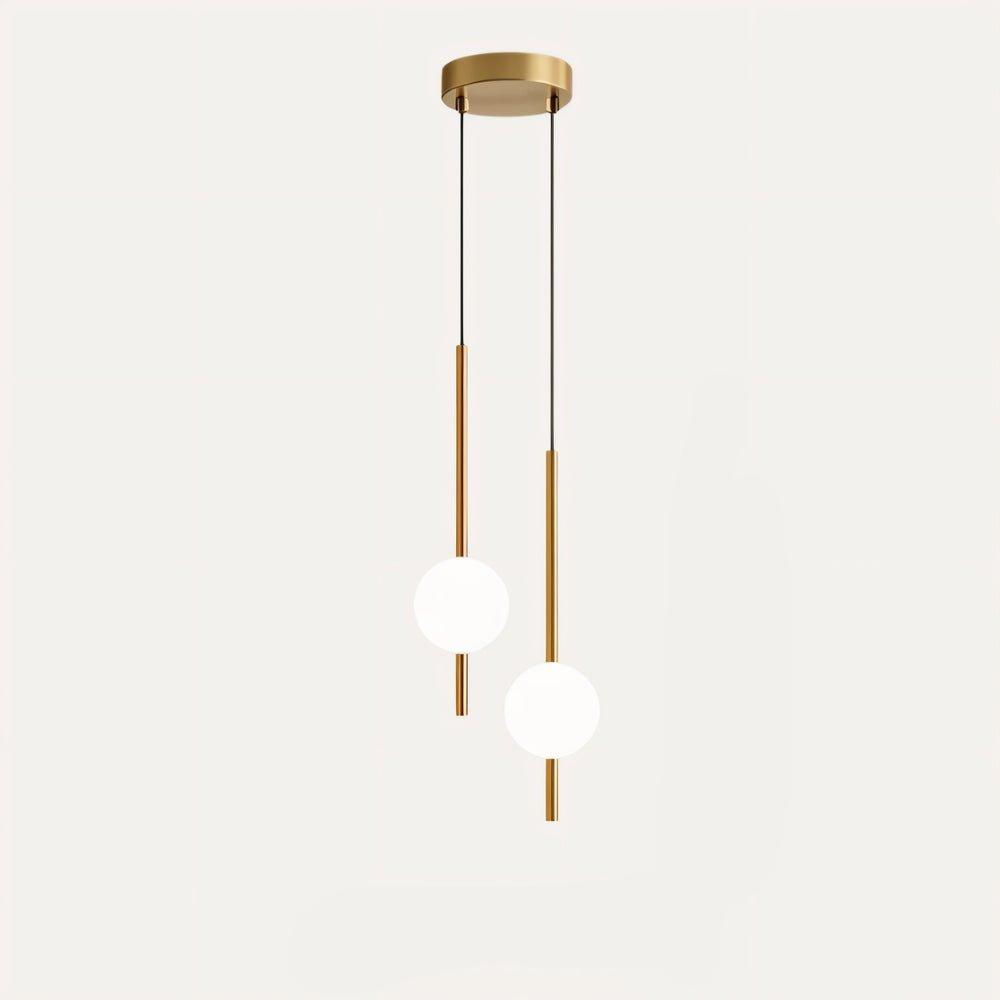 "Sleek glass ball Nordic pendant light with metal frame, LED bulb; available in black or brass, perfect for modern decor."