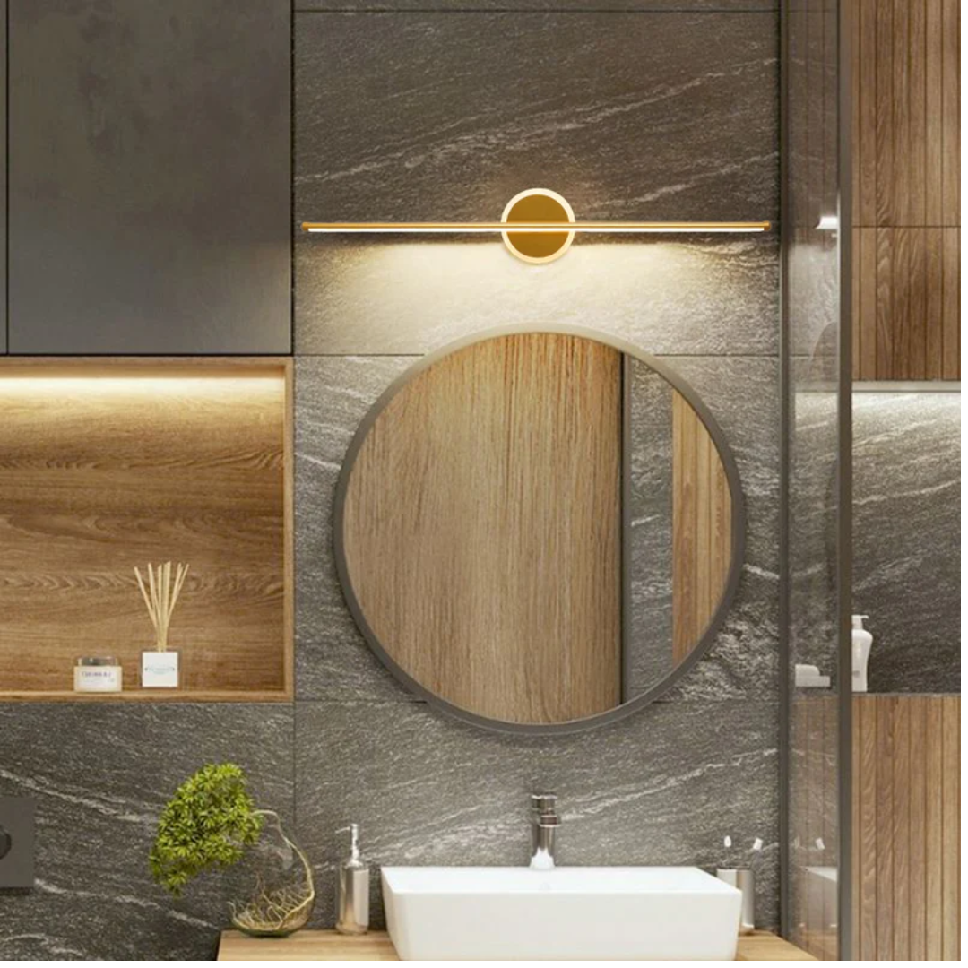 Modern LED wall lamp illuminating a contemporary living space, creating a stylish and adjustable ambiance.