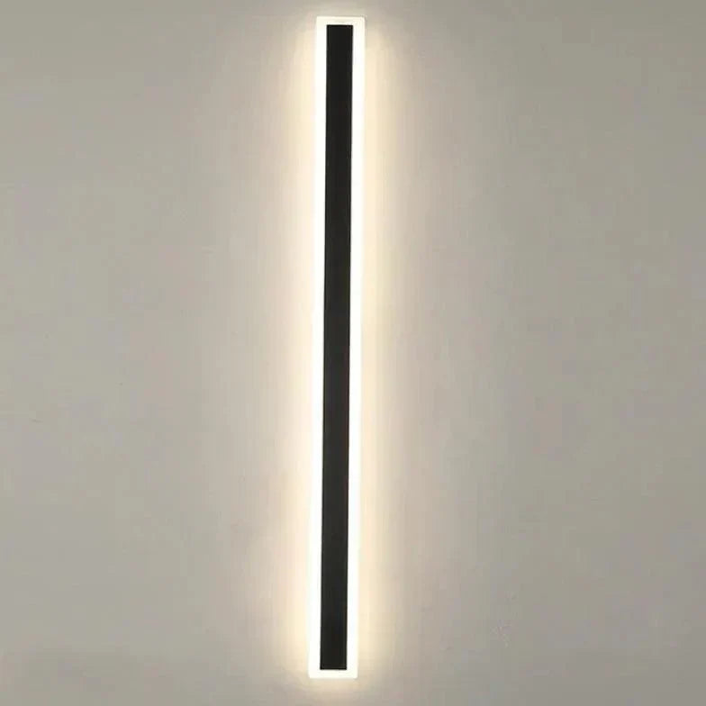 Sleek modern outdoor LED wall light with black frame and white acrylic, ideal for stylish patio illumination. Dimmable featur