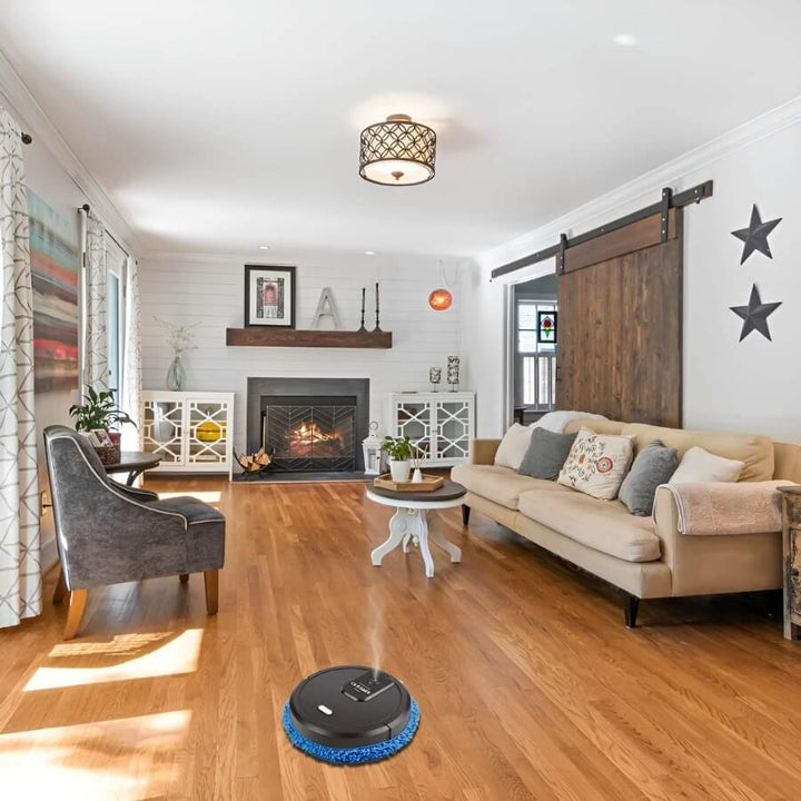 "Smart Mop robot with smart navigation, advanced cleaning features on tile floor, ideal for effortless home cleaning."