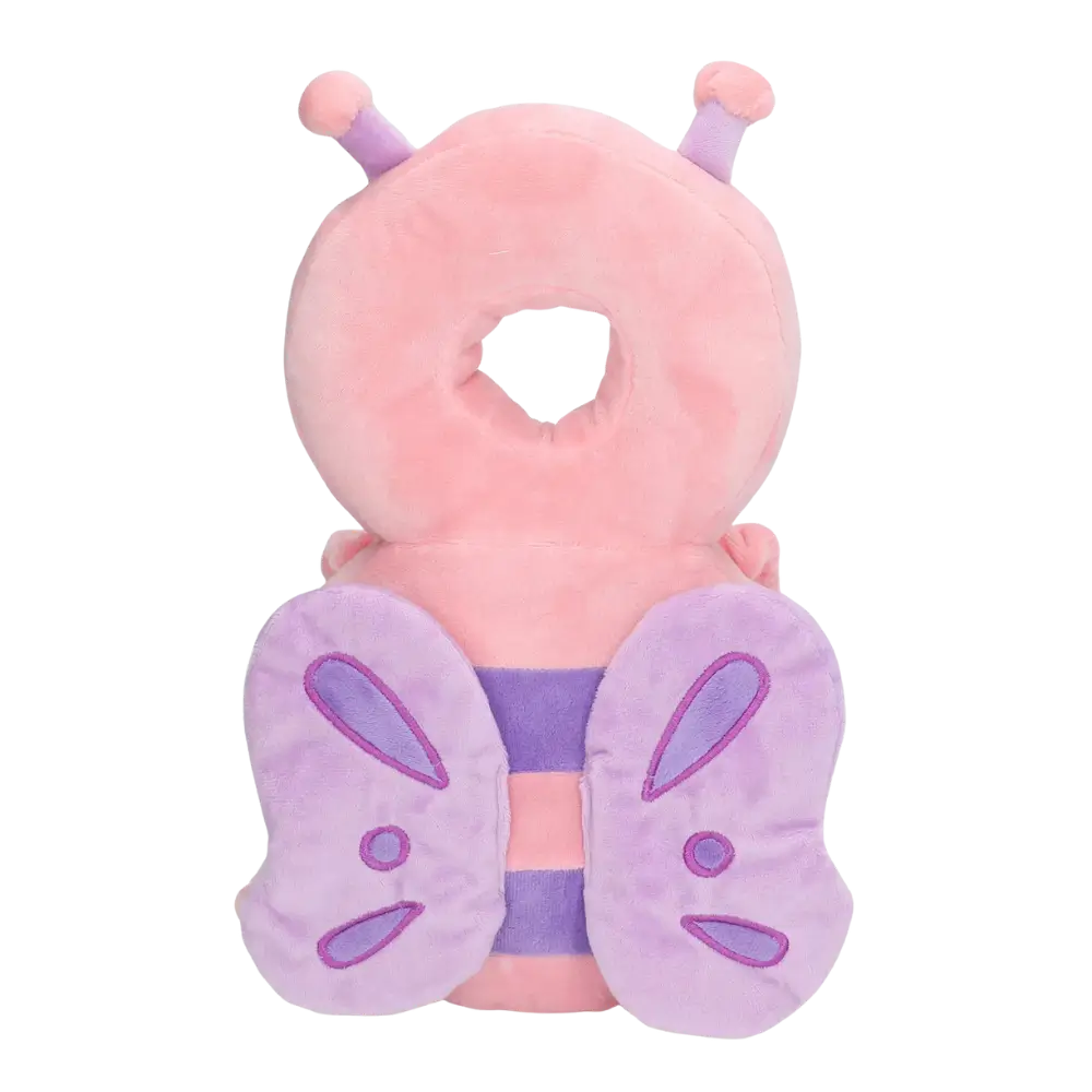 Breathable, soft baby head safety cushion for fall protection during crawling, standing, and walking stages.