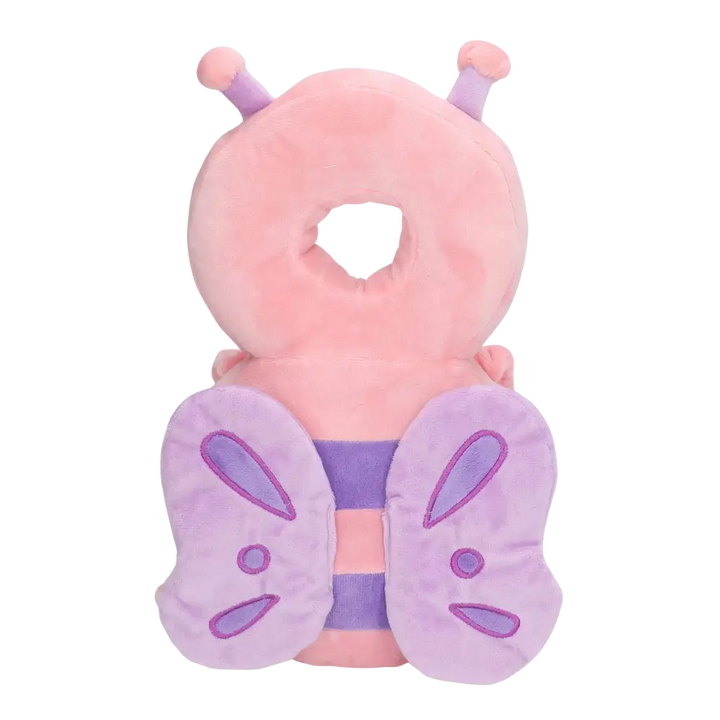 Breathable, soft baby head safety cushion for fall protection during crawling, standing, and walking stages.