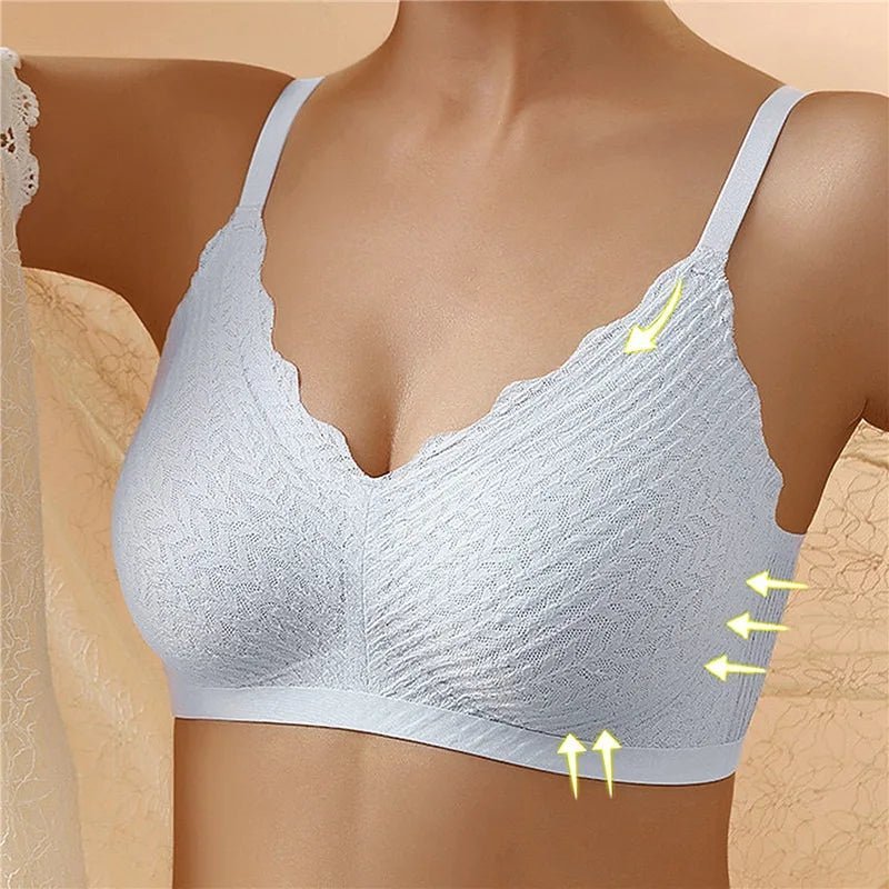 Wireless women's comfort bra with gentle support, perfect for casual everyday wear and comfortable lingerie.
