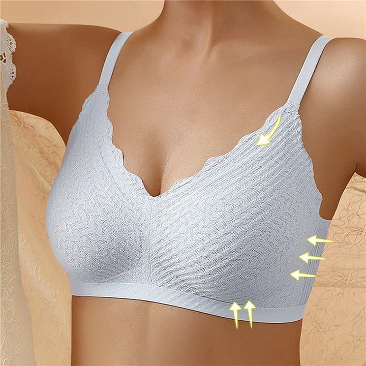 Wireless women's comfort bra with gentle support, perfect for casual everyday wear and comfortable lingerie.