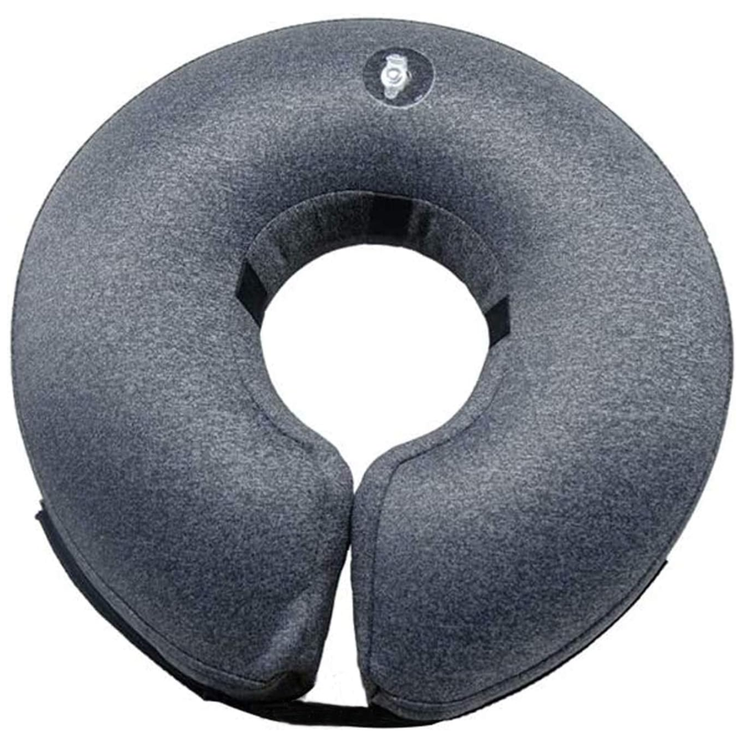 Gentle inflatable cone alternative dog collar for comfortable pet recovery & wound protection.