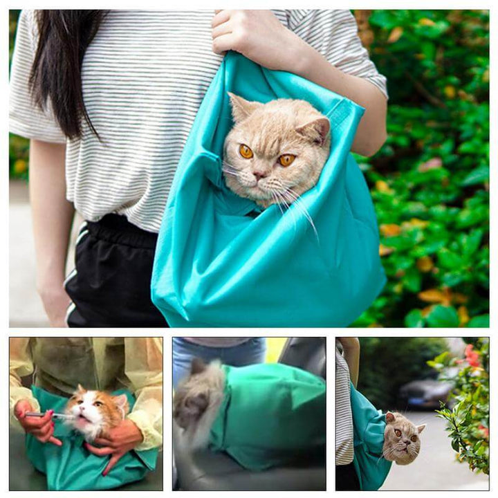 "Soft, secure cat travel bag for stress-free journeys; ergonomically designed, ultra-soft material, compact and lightweight."