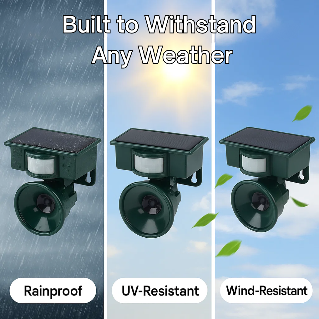 Keep birds away with this solar motion sensor ultrasonic pest control device for outdoors.