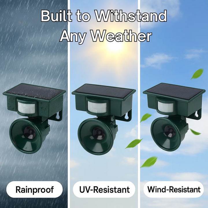 Keep birds away with this solar motion sensor ultrasonic pest control device for outdoors.