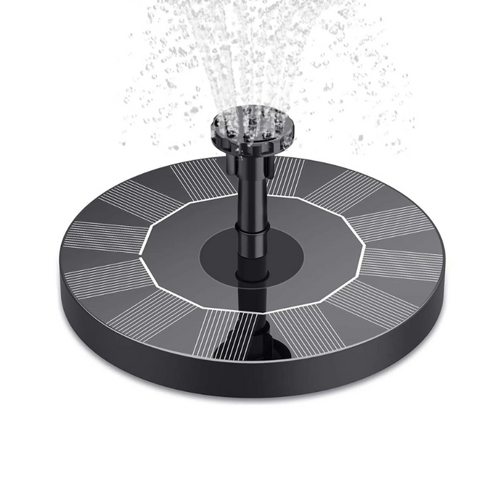 Solar-powered water feature for outdoor use, floating design, customizable spray, eco-friendly garden decoration.