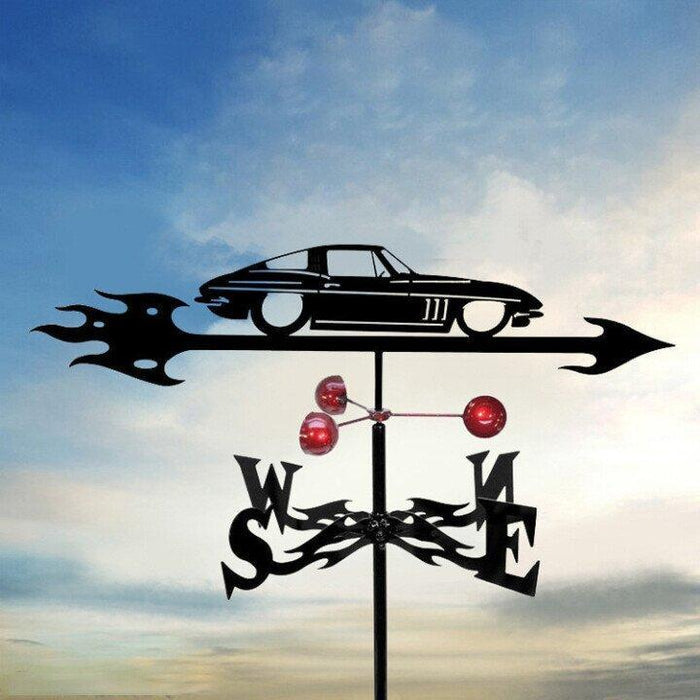 Stainless steel weather vane, decorative wind indicator for garden & roof, showing wind direction.