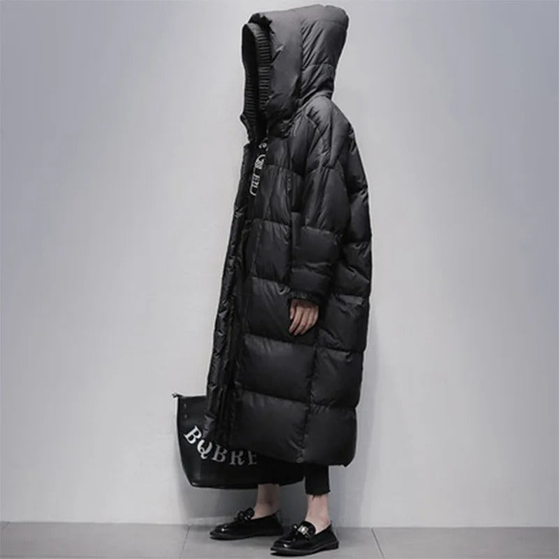 Elegant women's long quilted winter jacket. Padded for ultimate warmth & protection against cold weather.