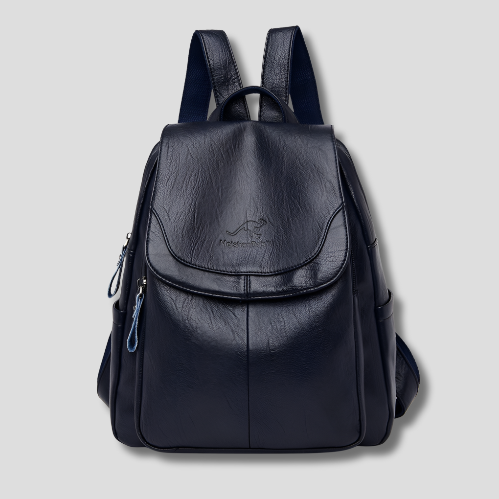 Embossed leather women's backpack, anti-theft features, a fashionable and secure purse alternative.