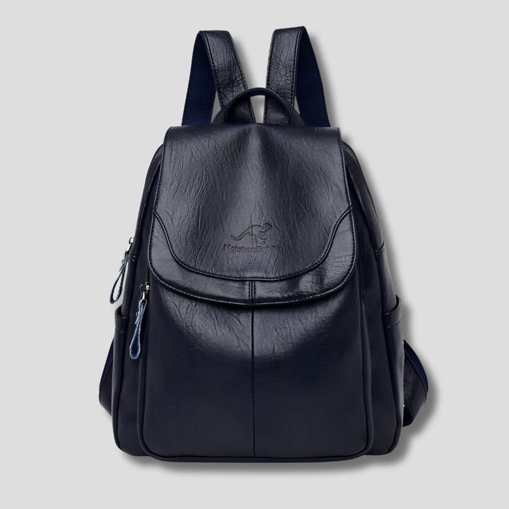 Embossed leather women's backpack, anti-theft features, a fashionable and secure purse alternative.