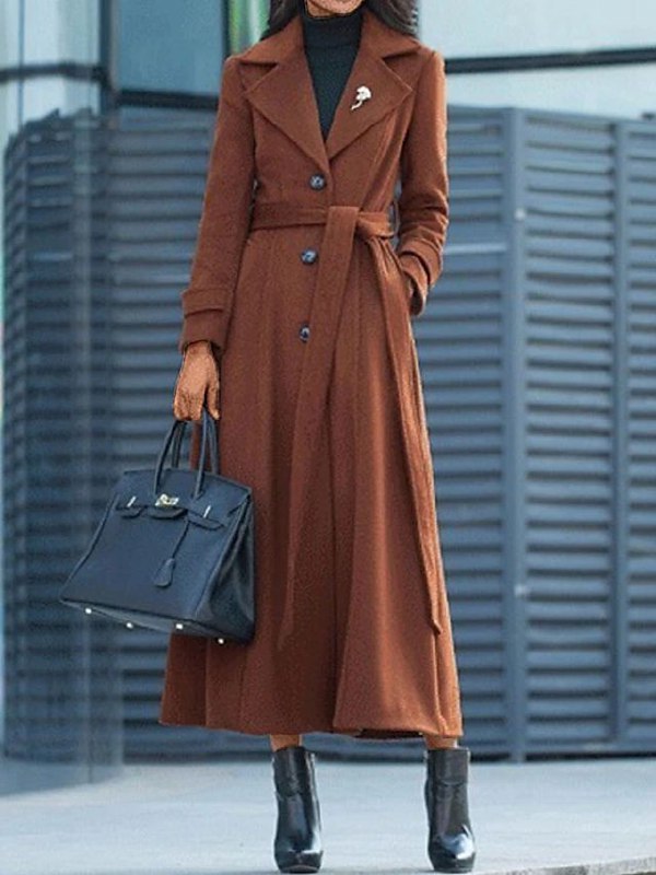 Elora elegant wool women's long coat for winter, featuring a chic shawl collar and sophisticated design.