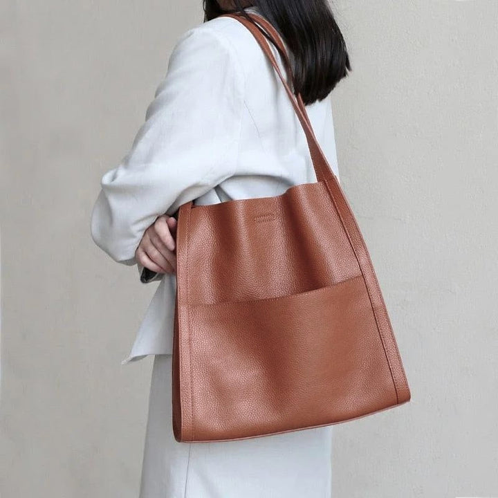 Stylish faux leather women's large tote shoulder bag for work & travel.