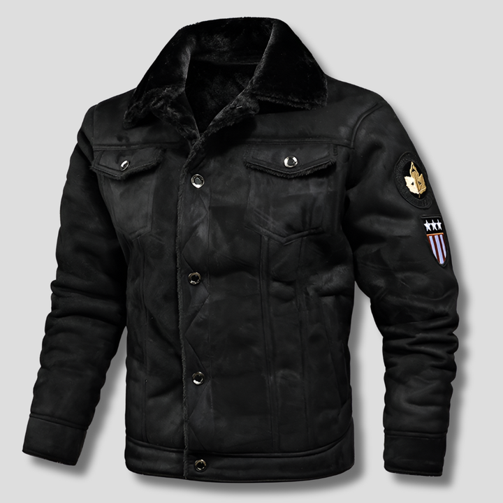 Stylish men's classic aviator bomber jacket, warm winter outerwear. Ideal for fall fashion & casual wear.