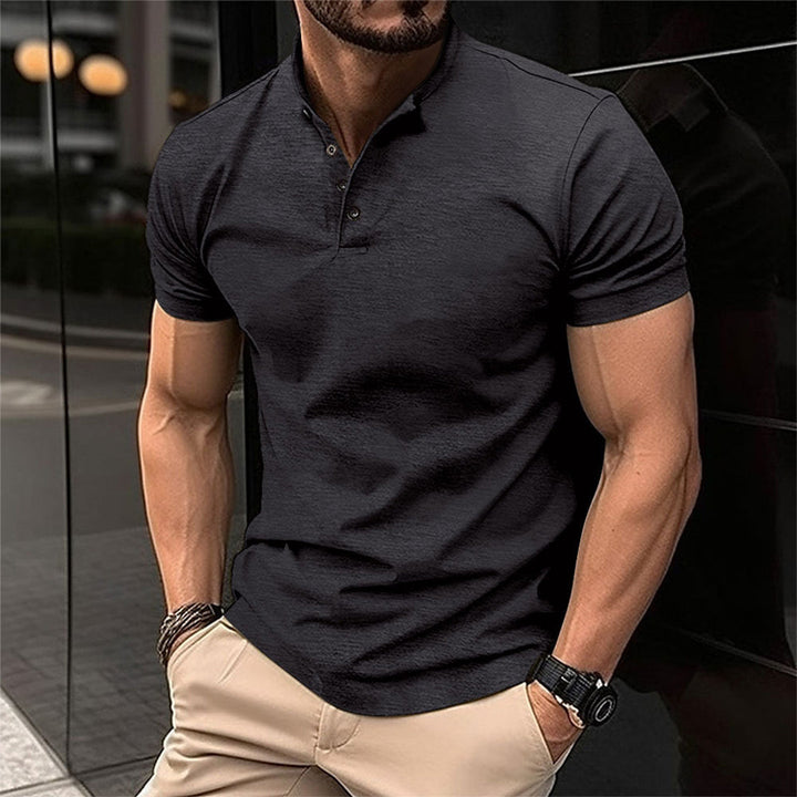 Stylish men's polo shirt with short sleeves & button closure, perfect for smart casual or everyday wear.