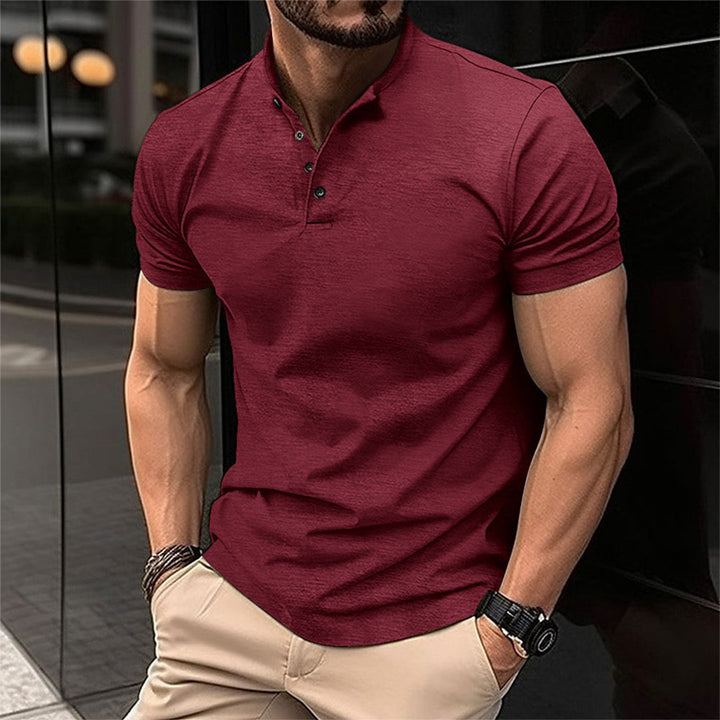 Trendy men's Marcus polo shirt with button closure, a classic & comfortable top for versatile wear.