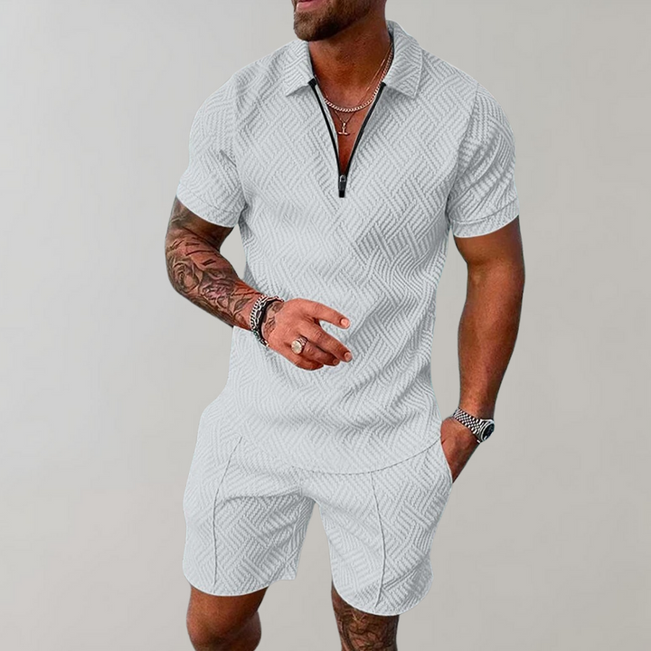Rafael men's polo & shorts summer outfit. A complete stylish two-piece set for comfortable casual wear.