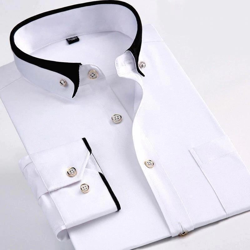 Trendy Men's Victor long-sleeve button-down dress shirt, perfect for modern men's fashion style.