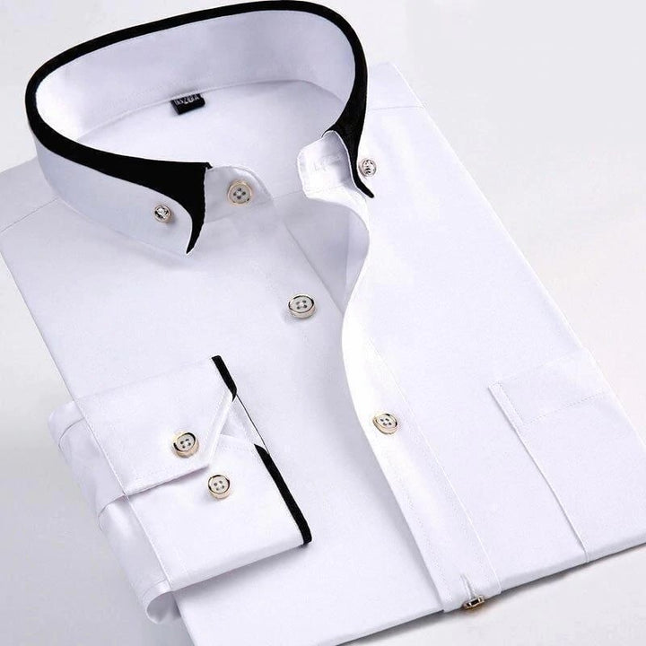 Trendy Men's Victor long-sleeve button-down dress shirt, perfect for modern men's fashion style.