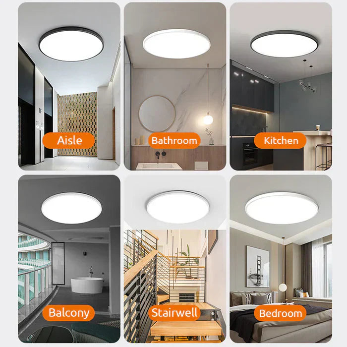 Bright, energy-efficient round LED ceiling lamp for dining rooms; modern home decor.