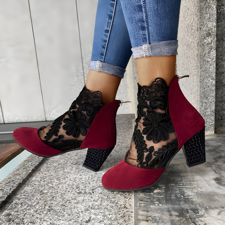 Elegant women's comfortable ankle block heels, ideal fashion footwear for stylish dress shoes & party wear. All-day comfort.