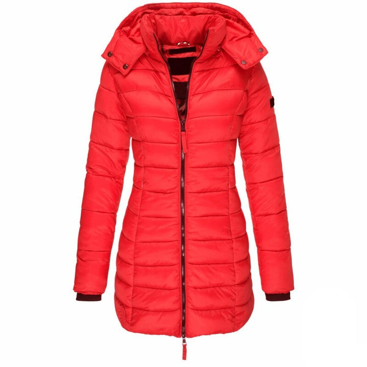 Versatile women's hooded down jacket. Stay warm & stylish in this essential cold weather puffer coat, perfect for everyday.