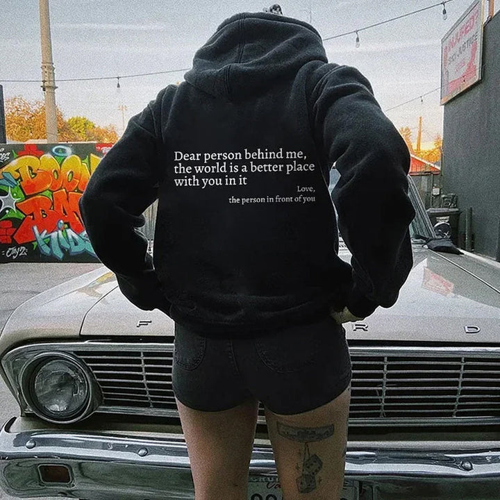 Aurora graphic hoodie for women, unique design, great for everyday casual street style.