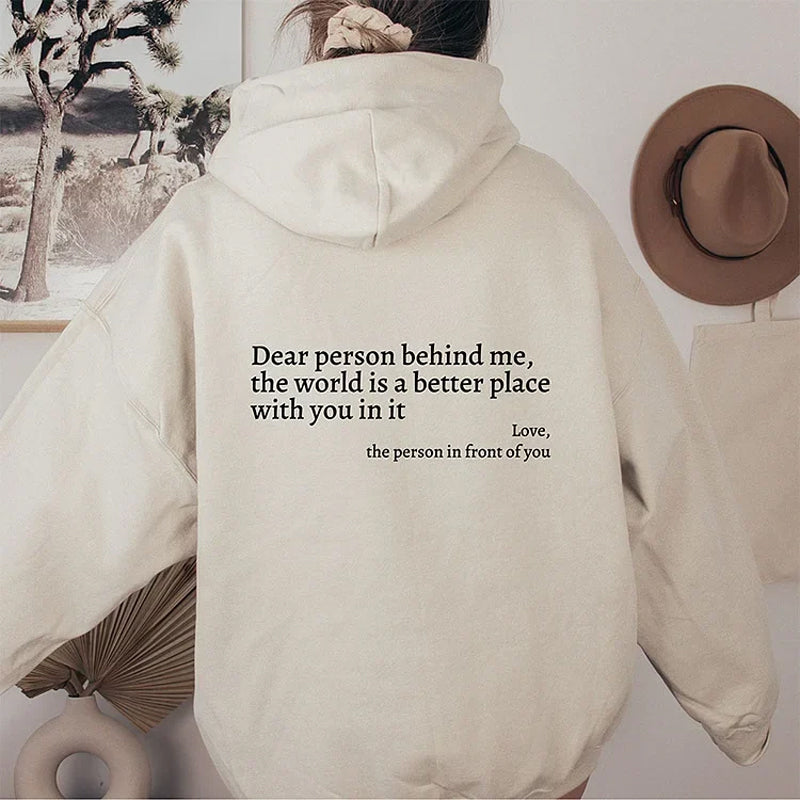 Inspirational women's long sleeve hoodie with a positive message, a perfect gift for her.