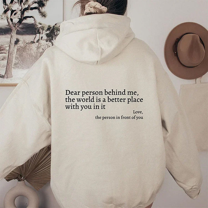 Inspirational women's long sleeve hoodie with a positive message, a perfect gift for her.