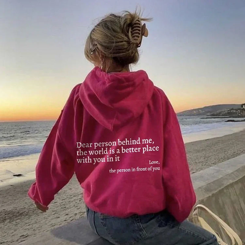 Positive message women's hoodie, long sleeve, casual wear, comfortable inspirational clothing.