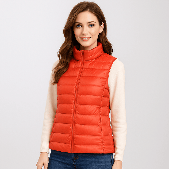 Lightweight women's microlight puffer jacket, perfect stylish outerwear for casual winter.