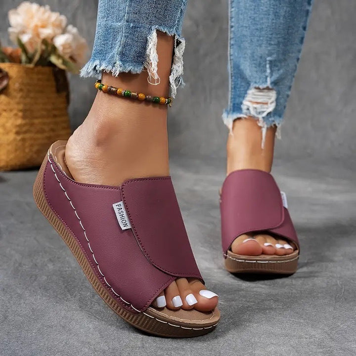 Women's casual open-toe slip-on wedge sandals, designed for ultimate comfort and summer everyday wear.