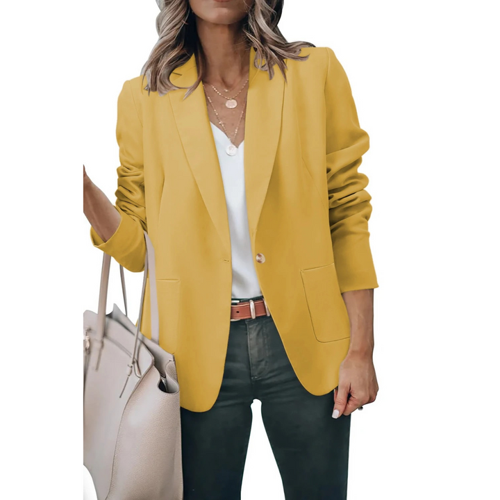 Effortless style with this women's plain blazer featuring chic puff sleeves. A versatile fashion jacket for all occasions.
