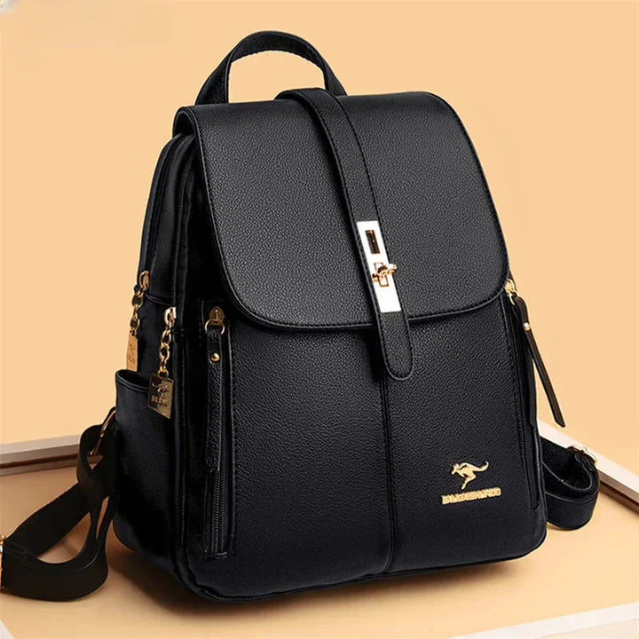 Stylish women's premium leather backpack, perfect for work, travel, or everyday carry. Versatile & chic.