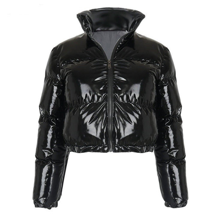 Cozy women's puffer bomber, trendy winter coat for style & warmth.
