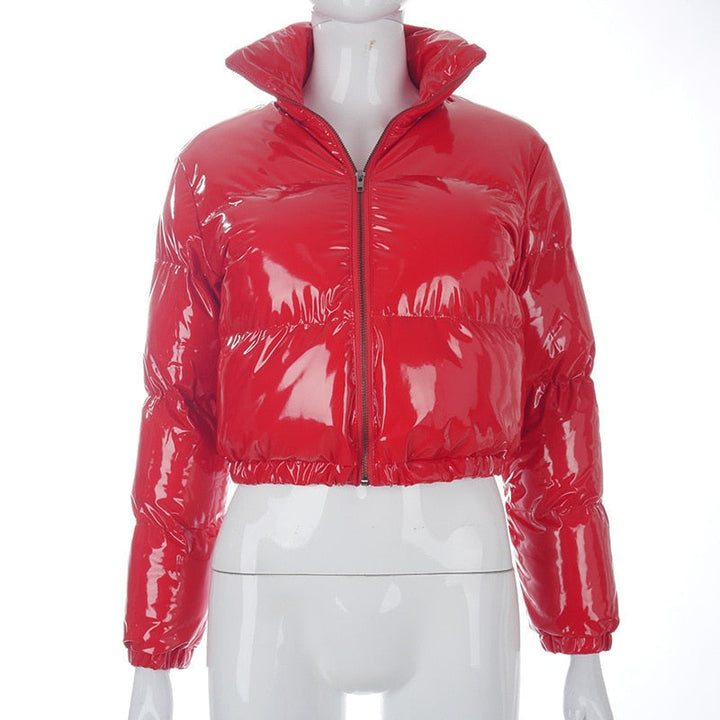Cozy women's winter jacket, insulated puffer bomber for warmth & style.