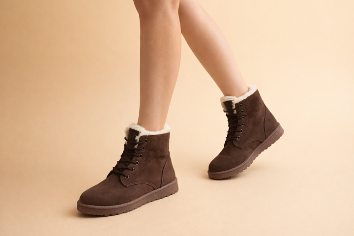 Fashionable women's warm winter boots. Chic and comfortable footwear for cold weather and everyday style.