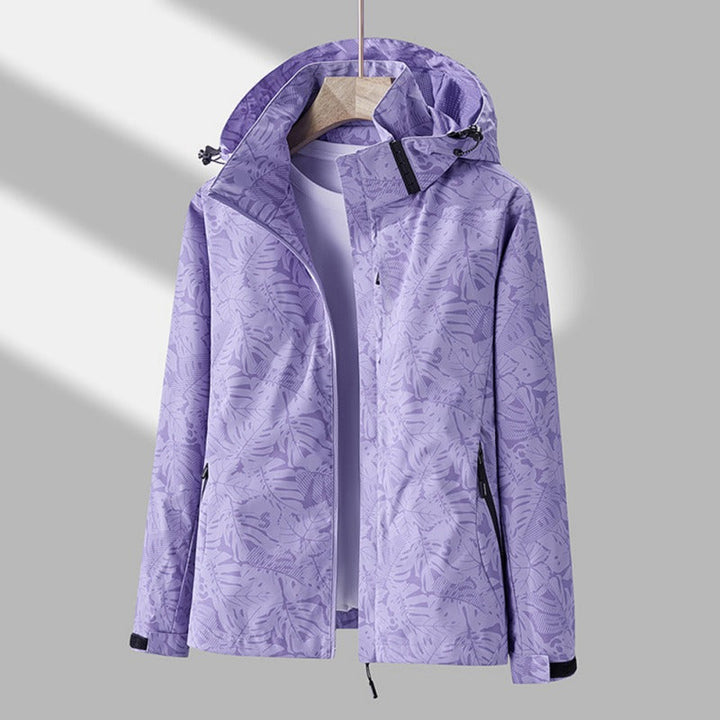 Stylish women's waterproof windproof hooded jacket, lightweight design, adjustable hood, and practical pockets in various col