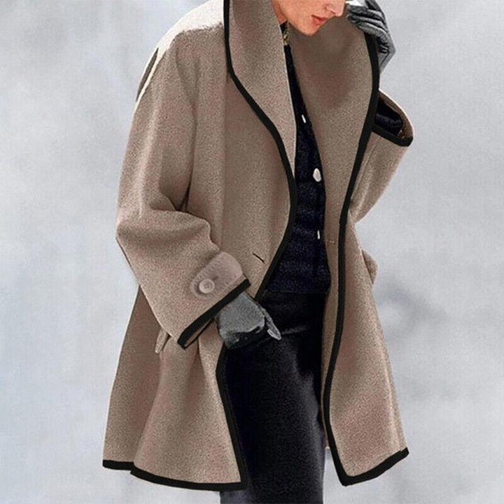"Stylish Women's Winter Wool Double Button Trench Coat, front view, classic double-breasted design for warmth and elegance."