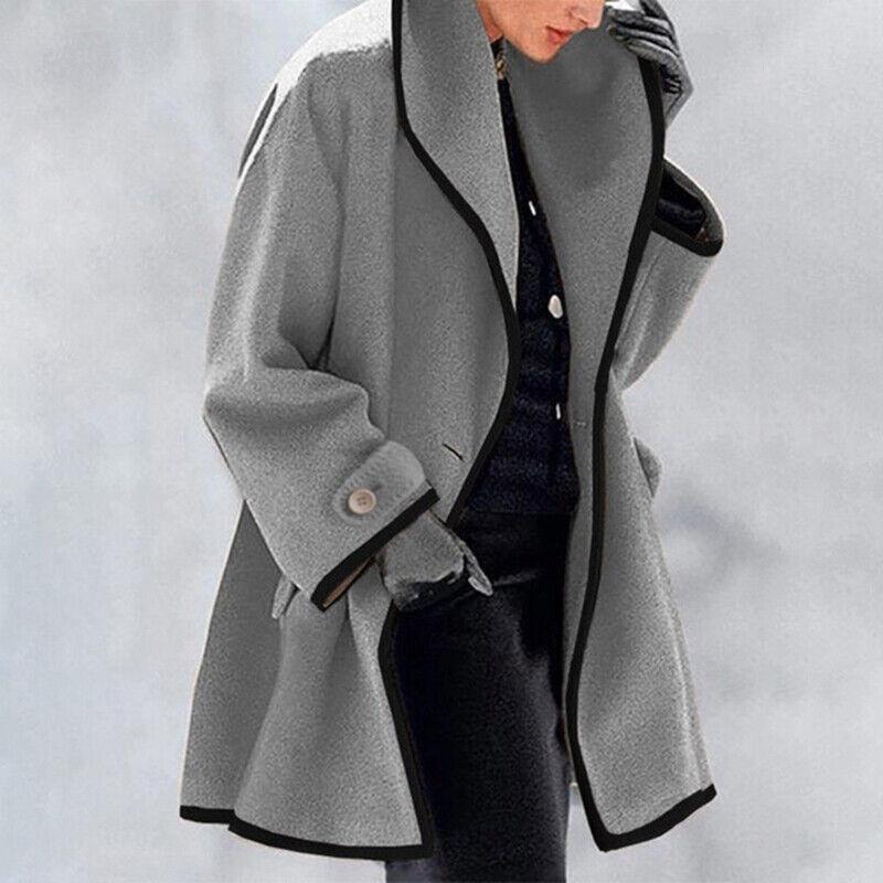"Stylish Women's Winter Wool Double Button Trench Coat, front view, classic double-breasted design for warmth and elegance."
